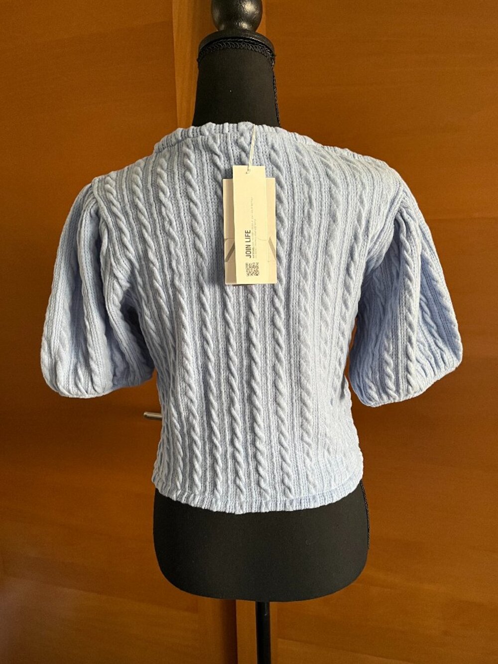 Zara Cotton-Blend Cable-Knit Cropped Sweater with Floral Embroidery M/L NWT - Picture 3 of 3